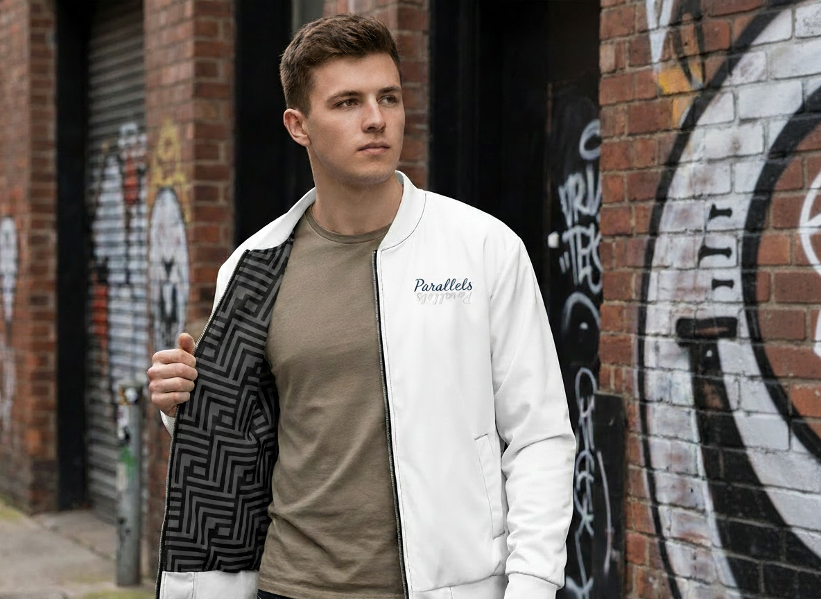 parallels Season Bomberjacke reversibel Logo gespiegelt Blue and white 